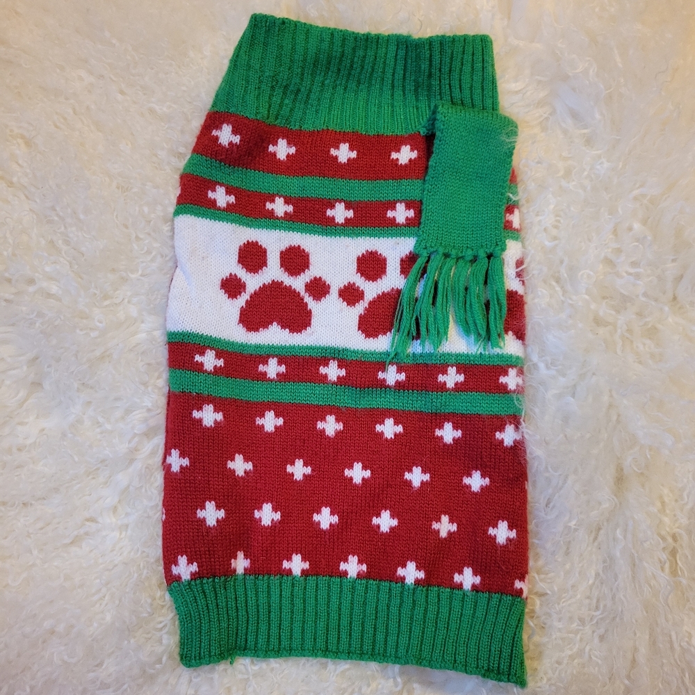 HOST PICK 😊 Vtg Dog Sweater Scarf Christmas Winter Cozy Soft Slip On Sz M - Picture 3 of 9